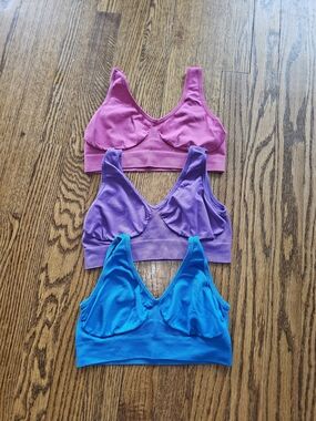 Everyday Wireless Bralette Trio - Pink, Purple & Blue